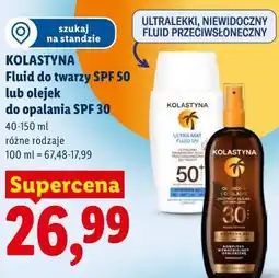 Lidl Fluid do twarzy SPF 50 lub olejek do opalania SPF 30 KOLASTYNA oferta