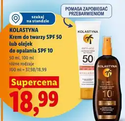 Lidl Krem do twarzy SPF 50 lub olejek do opalania SPF 10 KOLASTYNA oferta