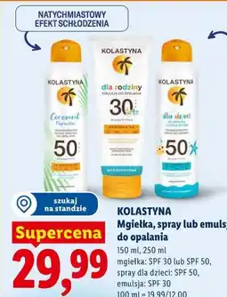 Lidl Mgiełka, spray lub emulsja do opalania KOLASTYNA oferta