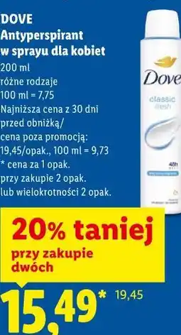 Lidl DOVE Antyperspirant w sprayu dla kobiet oferta