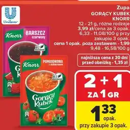 Carrefour Market Zupa GORĄCY KUBEK KNORR 12 - 21 g, różne rodzaje oferta