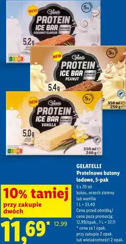 Lidl Proteinowe batony lodowe, 5-pak 5 x 70 ml GELATELLI oferta