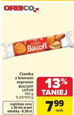 Carrefour Market Ciastka z kremem espresso BISCOFF LOTUS oferta