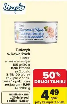 Carrefour Market Tuńczyk w kawałkach SIMPL oferta