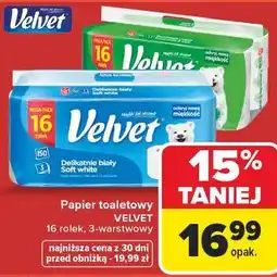 Carrefour Market Papier toaletowy VELVET 16 rolek, 3-warstwowy oferta