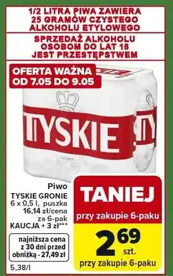 Piwo Tyskie Gronie zgrzewka 6x0,5l puszka