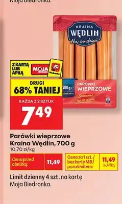 Biedronka Parówki wieprzowe Kraina Wędlin oferta