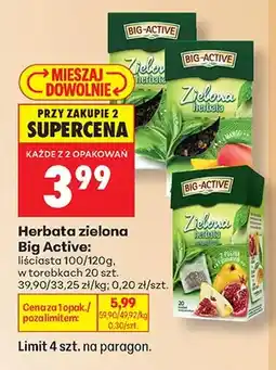 Biedronka Herbata zielona Big Active w torebkach oferta