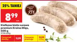 Biedronka Kiełbasa biała surowa premium Kraina Mięs oferta