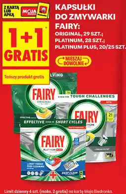 Biedronka KAPSUŁKI DO ZMYWARKI FAIRY: ORIGINAL, 29 SZT. PLATINUM, 28 SZT. PLATINUM PLUS, 20/25 SZT oferta