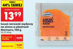 Biedronka Łosoś norweski wędzony na zimno w plastrach Marinero oferta