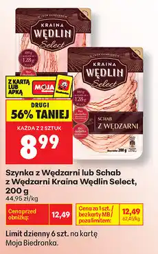 Biedronka Szynka z Wędzarni lub Schab z Wędzarni Kraina Wędlin Select oferta