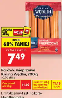 Biedronka Parówki wieprzowe Kraina Wędlin oferta