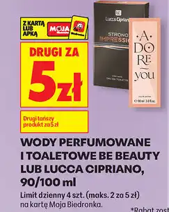 Biedronka WODY PERFUMOWANE I TOALETOWE BE BEAUTY LUB LUCCA CIPRIANO, 90/100 ml oferta