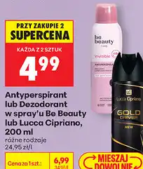 Biedronka Antyperspirant lub Dezodorant w spray'u Be Beauty lub Lucca Cipriano oferta