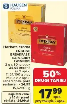 Carrefour Herbata czarna ENGLISH BREAKFAST, EARL GREY TWININGS oferta