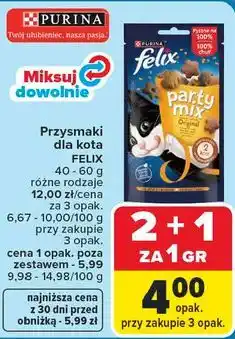 Carrefour Przysmaki dla kota FELIX 40 - 60 g różne rodzaje oferta