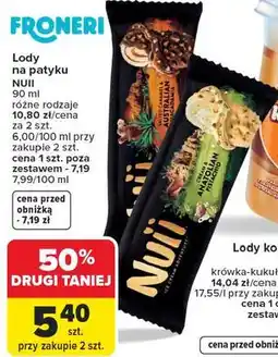 Carrefour Lody na patyku NUII 90 ml różne rodzaje oferta