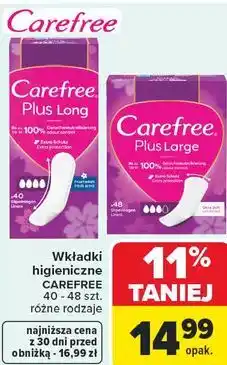 Carrefour Wkładki higieniczne CAREFREE oferta