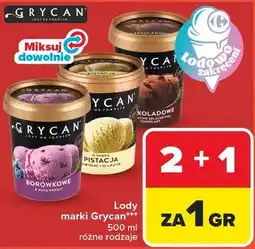 Carrefour Lody marki Grycan 500 ml różne rodzaje oferta