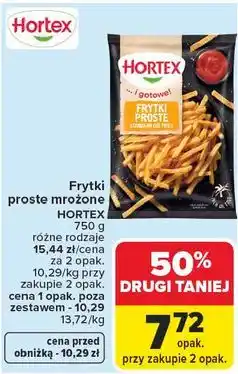 Carrefour Frytki proste mrożone HORTEX 750 g różne rodzaje oferta