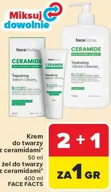 Carrefour Krem do twarzy z ceramidami* 50 ml, żel do twarzy z ceramidami* 400 ml FACE FACTS oferta