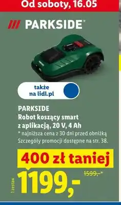 Lidl Robot koszący smart z aplikacją Parkside 20V 4Ah oferta