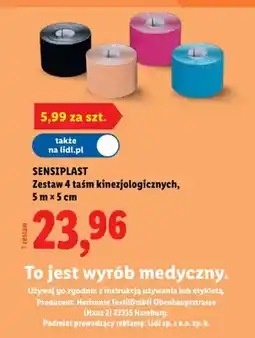 Lidl Zestaw 4 taśm kinezjologicznych Sensiplast 5m×5cm oferta