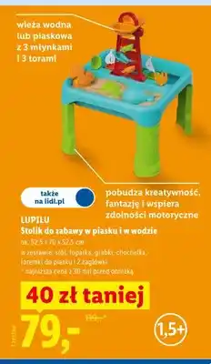 Lidl Stolik do zabawy w piasku i w wodzie Lupilu 52,5x70x52,5cm oferta
