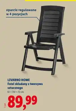 Lidl Fotel składany z tworzywa sztucznego Livarno Home 61x110x72cm oferta