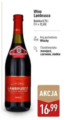 ALDI Wino Lambrusco musujące czerwone słodkie włoskie oferta
