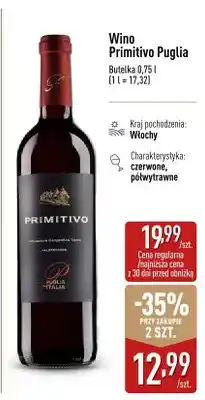 ALDI Wino Primitivo Puglia czerwone półwytrawne Włochy oferta