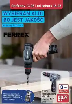 ALDI Akumulatorowa wiertarka udarowa Ferrex 12V oferta