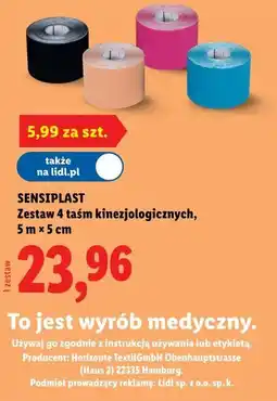 Lidl Zestaw 4 taśm kinezjologicznych, 5 m x 5 cm oferta
