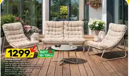 Bricomarche Zestaw ogrodowy Natura fotel 87x62x86cm sofa 87x122x86cm stolik śr. 60cm wys. 40cm kolor kremowy oferta