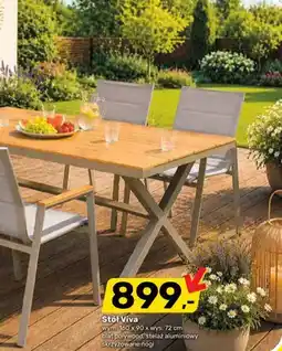 Bricomarche Stół ogrodowy Viva 160x90x72cm blat polywood stelaż aluminiowy skrzyżowane nogi oferta
