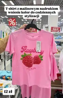 Pepco T-shirt damski Pepco Women różowy z malinowym nadrukiem Raspberry oferta