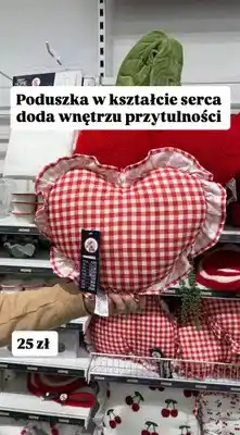 Pepco Poduszka dekoracyjna w kształcie serca w kratę czerwono-białą Pepco Home oferta