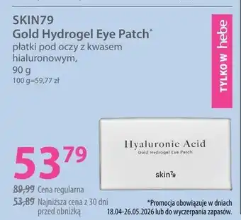 Płatki pod oczy z kwasem hialuronowym Skin79 Gold Hydrogel Eye Patch