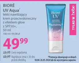 Hebe Lekki nawilżający krem przeciwsłoneczny z efektem glow z SPF50+ Bioré UV Aqua oferta