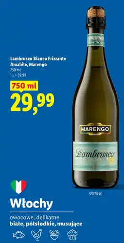 Lidl Lambrusco Bianco Frizzante Amabile, Marengo oferta