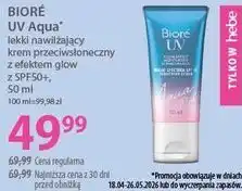 Hebe BIORÉ UV Aqua* lekki nawilżający krem przeciwsłoneczny z efektem glow z SPF50+, 50 ml oferta