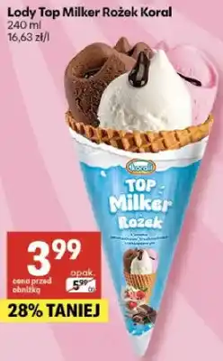 Delikatesy Centrum Lody Top Milker Rożek Koral oferta