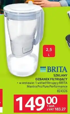 Selgros Szklany dzbanek filtrujący Brita 2,5l z wkładem Maxtra Pro Pure Performance 824326 oferta