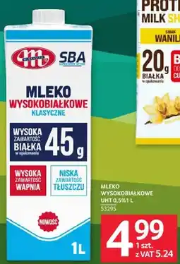 Selgros Mleko Wysokobiałkowe Klasyczne UHT 0,5% Mlekovita SBA oferta