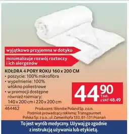 Selgros Kołdra 4 Pory Roku 160x200cm oferta