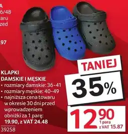 Selgros Klapki damskie i męskie rozmiary damskie 36-41, męskie 40-49 oferta