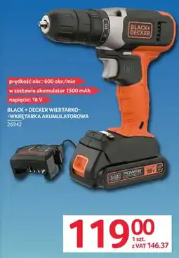 Selgros Wiertarko-wkrętarka akumulatorowa Black + Decker 18V 26942 oferta