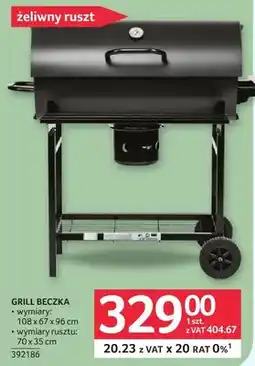 Selgros Grill beczka 108x67x96cm, wymiary rusztu: 70x35cm, 392186 oferta