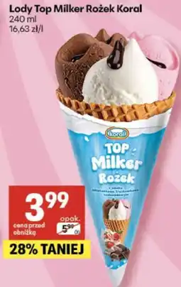 Delikatesy Centrum Lody Top Milker Rożek Koral 240 ml 16,63 zł/l oferta